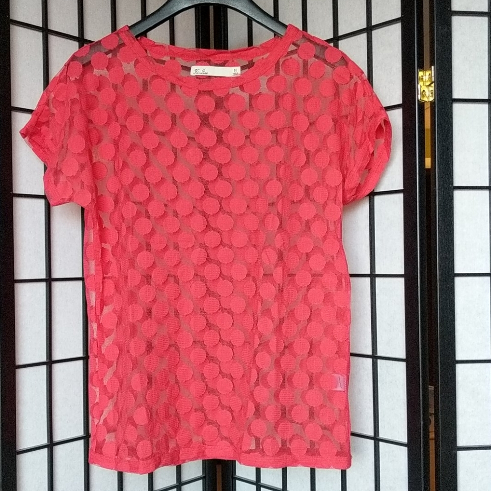 Madewell Sheer/Net Polka Dot Top